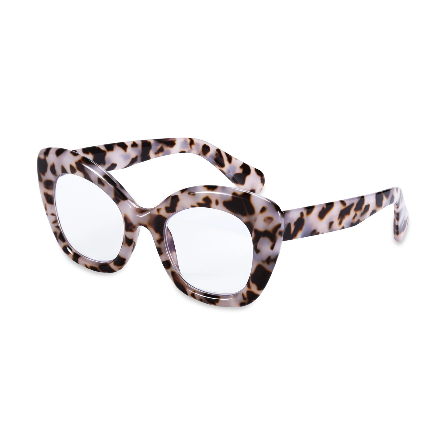 ROUND LARGE FRAME LEOPARD PRINT BLUE LIGHT BLOCKING READING GLASSES