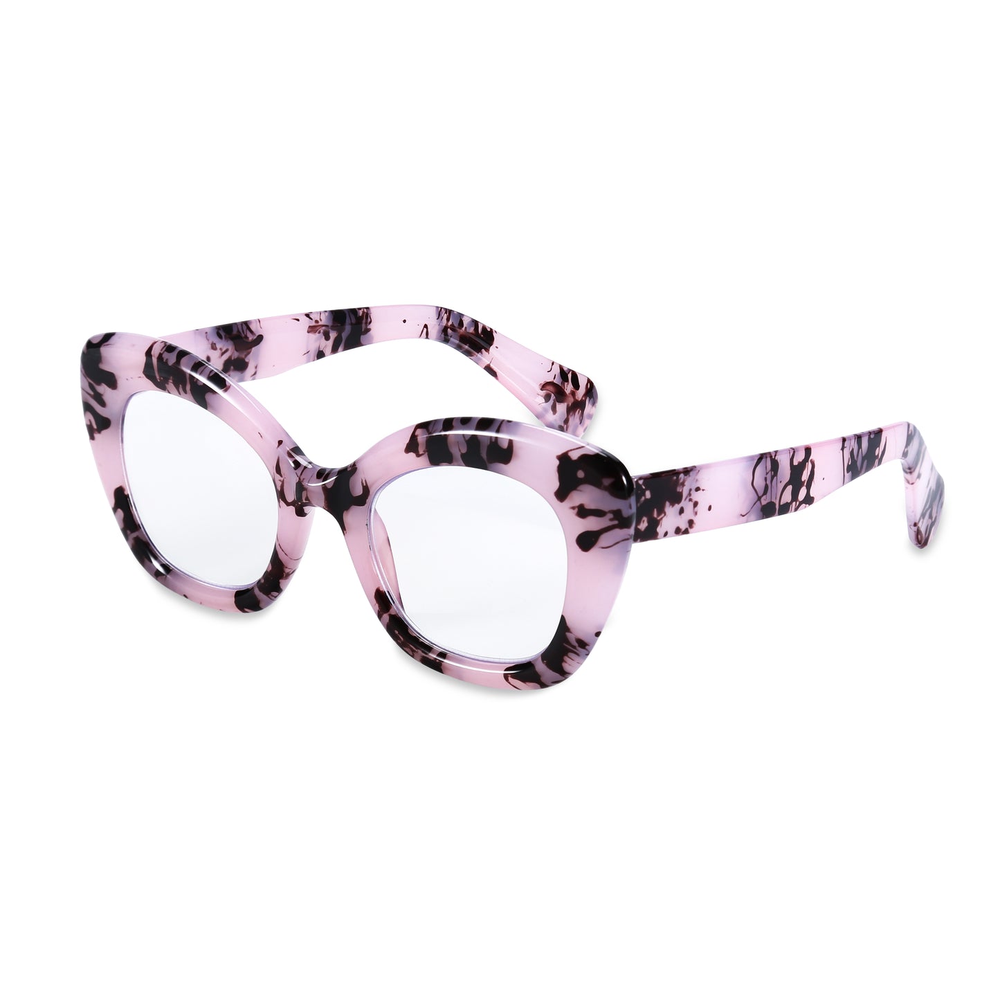 ROUND LARGE FRAME LEOPARD PRINT BLUE LIGHT BLOCKING READING GLASSES