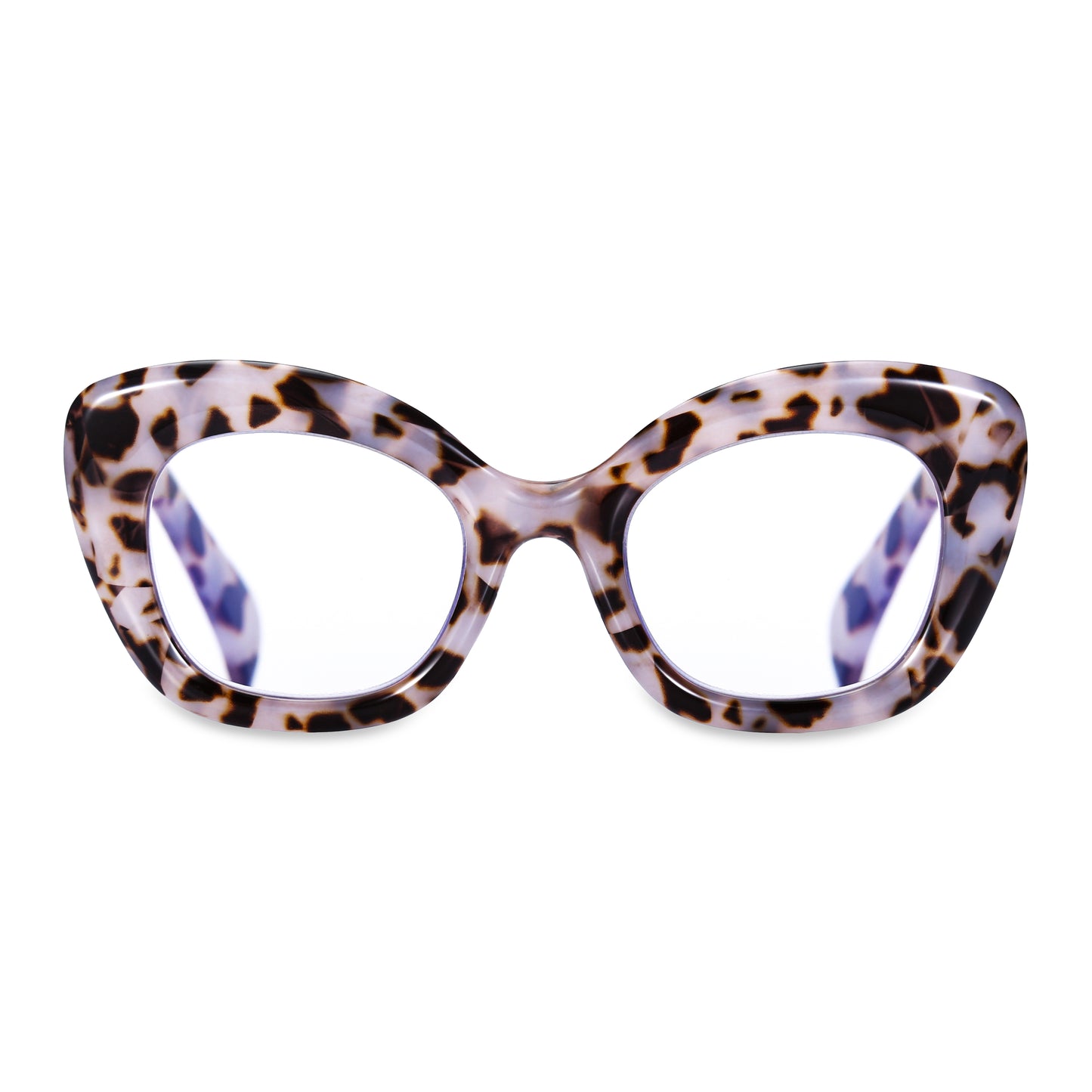 ROUND LARGE FRAME LEOPARD PRINT BLUE LIGHT BLOCKING READING GLASSES