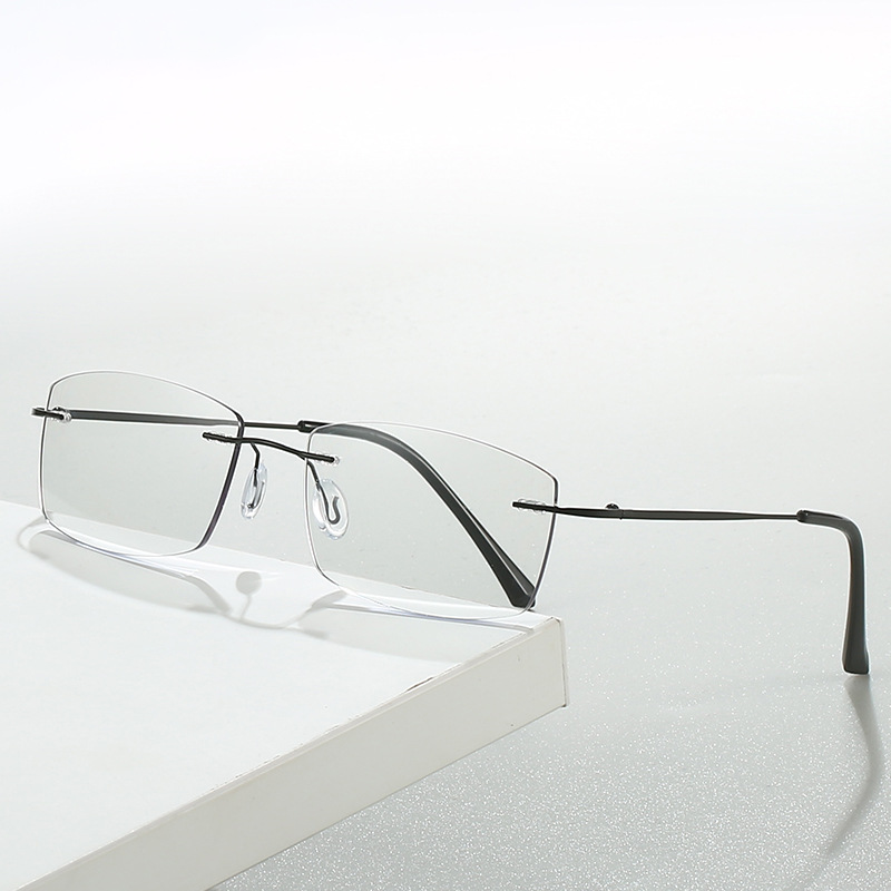 OPTIGEMS 2024 New retro metal rimless anti-blue light color-changing glasses