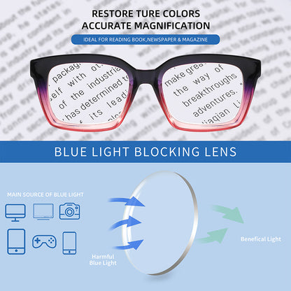 STYLISH SQUARE FRAME COMFORTABLE ANTI-BLUE LIGHT READING GLASSES