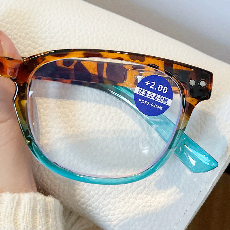 WOMEN'S FASHION LARGE FRAME LEOPARD PRINT ANTI-BLUE LIGHT READING GLASSES