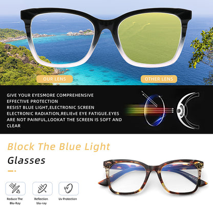 RETRO LARGE FRAME SPRING HINGE ANTI-BLUE LIGHT READING GLASSES