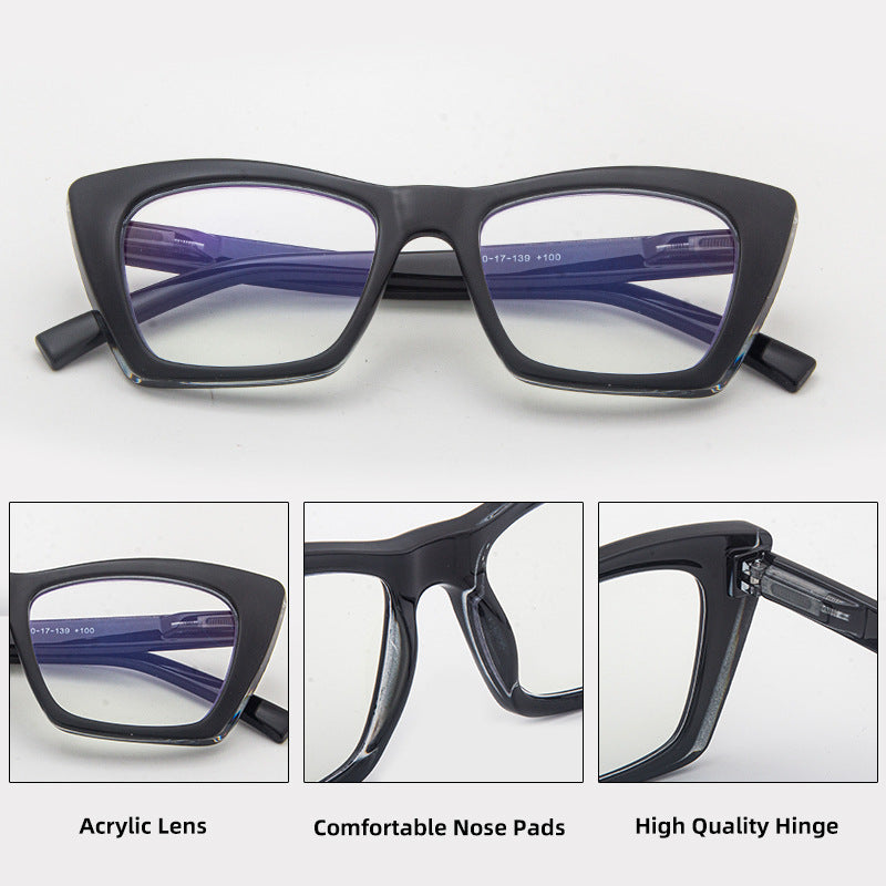 STYLISH LARGE-FRAME CAT-EYE ANTI-BLUE LIGHT READING GLASSES