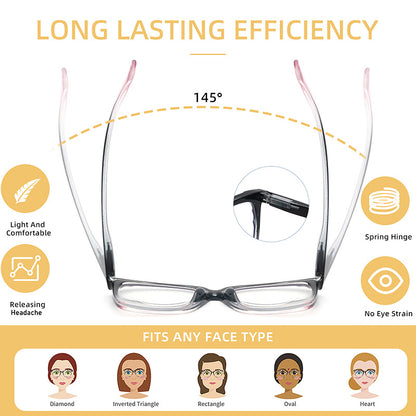 RETRO LARGE FRAME SPRING HINGE ANTI-BLUE LIGHT READING GLASSES