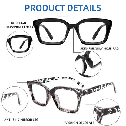 STYLISH SQUARE FRAME COMFORTABLE ANTI-BLUE LIGHT READING GLASSES