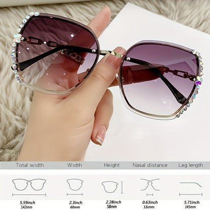 RHINESTONE DECOR RIMLESS FASHION SUNGLASSES