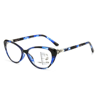 LADIES FASHIONABLE CAT EYE ZOOM HD ANTI-BLUE LIGHT READING GLASSES