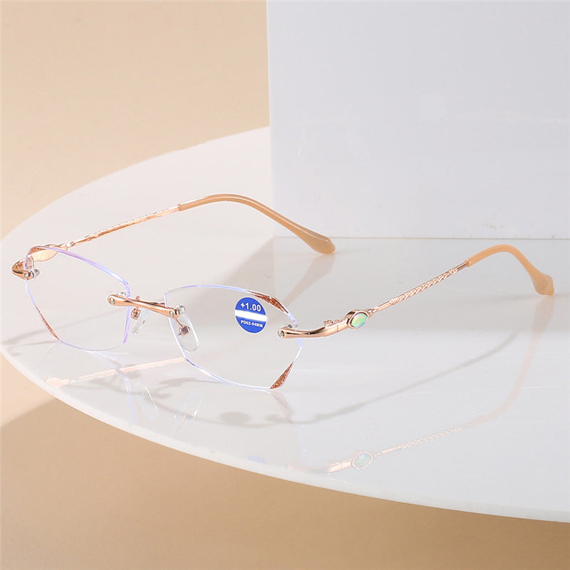 WOMEN'S FRAMELESS ANTI-BLUE LIGHT HIGH-DEFINITION DIAMOND READING GLASSES